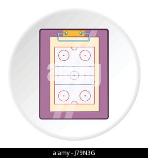 Hockey game plan icon in cartoon style isolated on white circle background. Sport symbol vector illustration Stock Vector