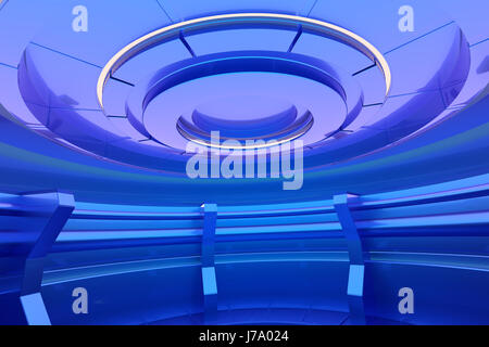 Empty stage in futuristic blue interior. 3d rendering Stock Photo