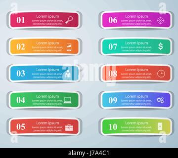 Infographic design. List of 10 items. Stock Vector