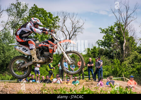 Uzhgorod, Ukraine - May 21, 2017: Extreme enduro Motocross in action. TransCarpathian regional Motocross Championship Stock Photo