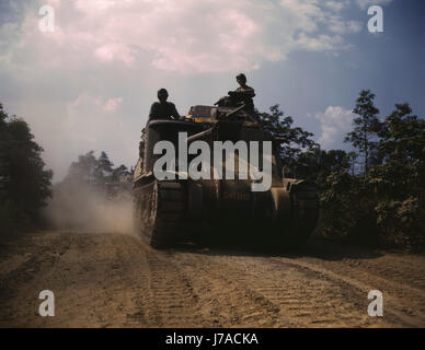 June 1942 - M3 tanks in action, Fort Knox, Kentucky. Stock Photo