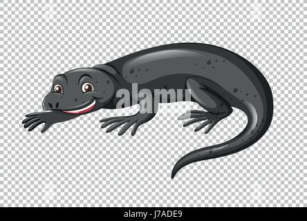 Black lizard on transparent background illustration Stock Vector