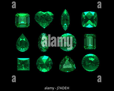 group of emerald shape with clipping path Stock Photo