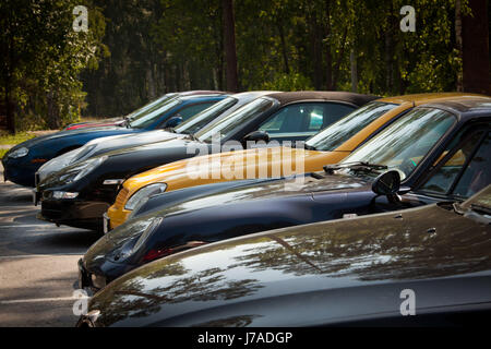 Shiny cars on parking lot Stock Photo