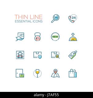 Delivery Service - modern vector single thin line icons set Stock Vector