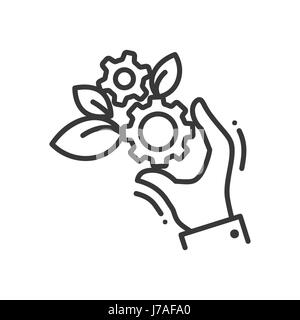Gears of life - modern vector single line icon Stock Vector