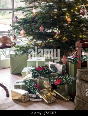 Presents under the christmas tree Stock Photo