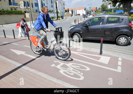 Cycling lane. Photographed in Limassol, Cyprus Stock Photo