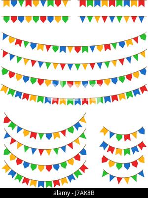 Festa Junina flags vector illustration isolated on white background. Festa de São João and Festa de Santo Antonio decoration Stock Vector