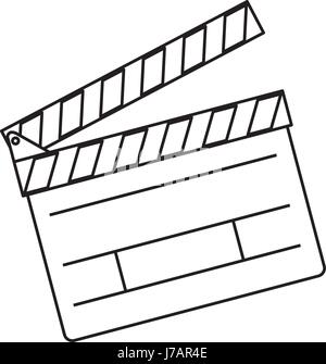 line clapper board action video filmstrips Stock Vector