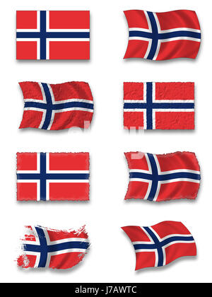 norway flag national norway flag blow national pictogram symbol pictograph Stock Photo