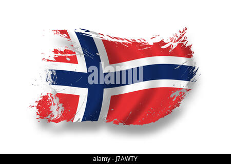 norway flag national norway flag blow national pictogram symbol pictograph Stock Photo