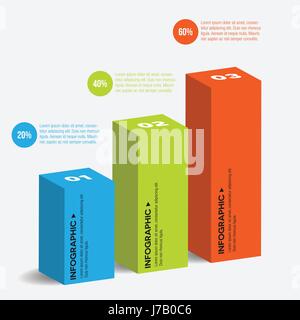 3D Perspective Simple Colorful Infographic Graph Stock Vector