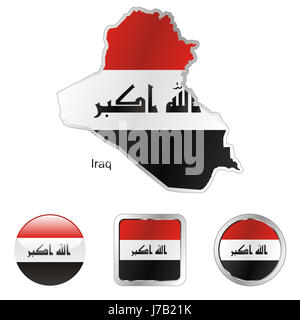 asia illustration flag button iraq travel colour emblem asia illustration flag Stock Photo