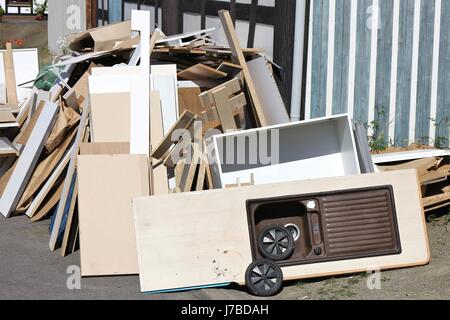 bulk garbage for collection at roadside Stock Photo