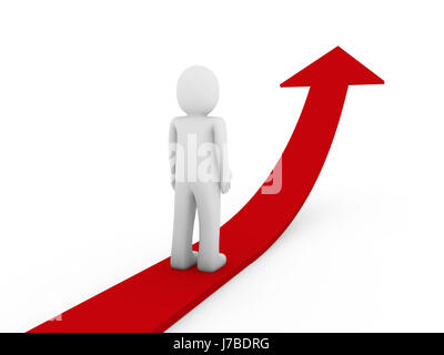 3d human red arrow growth Stock Photo