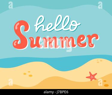 Summer lettering on the beach Stock Vector