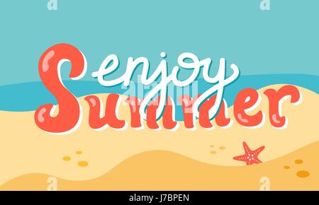 Summer lettering on the beach Stock Vector