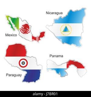 america flag paraguay panama map nicaragua atlas map of the world mexico Stock Photo