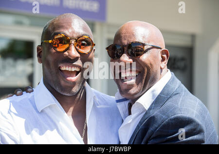 Sol Campbell, former Spurs and Arsenal defender, shares a joke with celebrity chef, Ainsley Harriott at the RHS Chelsea Flower show 2017 Stock Photo