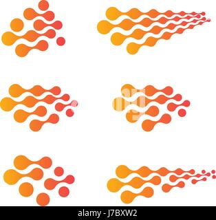 Isolated abstract orange and pink color gradient logo set of connected dots, dotted logotype collection on white background vector illustration Stock Vector