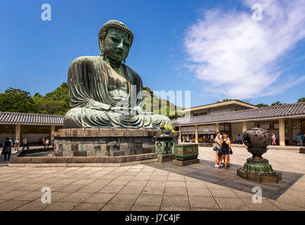 KAMAKURA, JAPAN - JUNE 1, 2015: The Great Buddha of Kamakura, a bronze statue of Amida Buddha in Kotokuin Temple, Kamakura, Kanagawa, Japan. With a he Stock Photo