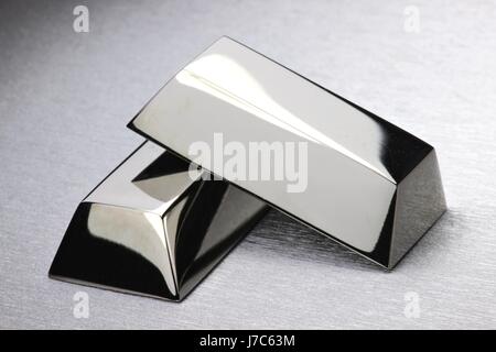 silver ingots on silver background Stock Photo