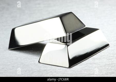 silver ingots on silver background Stock Photo