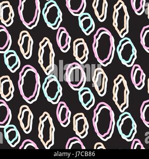 Abstract pastel color rough rings seamless pattern. Stock Vector