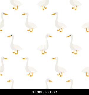 White geese seamless vector pattern. Stock Vector