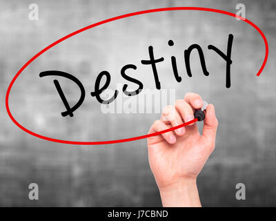 Man Hand writing Destiny black marker on visual screen. Isolated on ...
