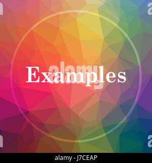 Examples icon. Examples website button on green low poly background ...