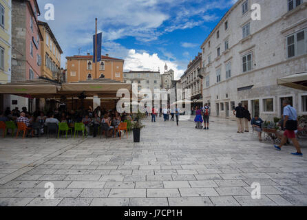 Famous Narodni Trg in the center of city Split, Dalmatia, Croatia Stock Photo