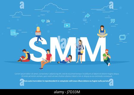 SMM concept vector illustration of people Stock Vector