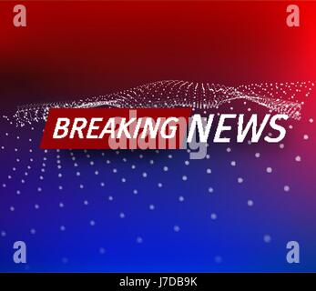 Announcement and a message line with a message about the latest news on the air on a futuristic red and blue background with abstract lines and glowing design elements. Vector baner illustration. Stock Vector