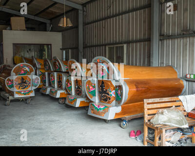 Luodong, Taiwan - October 18, 2016: A coloured coffin in a funeral home in Taiwan Stock Photo
