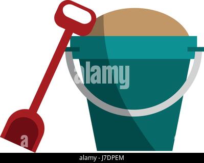 toy bucket with sand and shovel icon image  Stock Vector