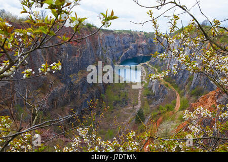 The Big America. Abandoned dolomite quarry is beautiful place in The Central Bohemia. Czech Republic Stock Photo