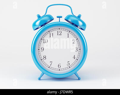Blue Shiny Clock isolated on white background Stock Photo