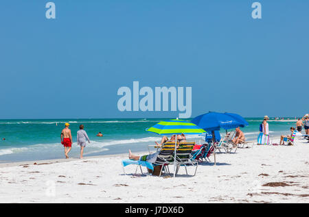 Lido Beach on the Gulf of Mexico on Lido Key in Saraspta Florida Stock Photo