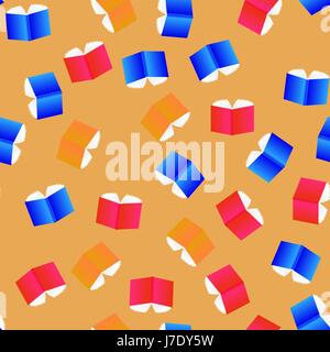 Open Colored Books Seamless Pattern Stock Vector