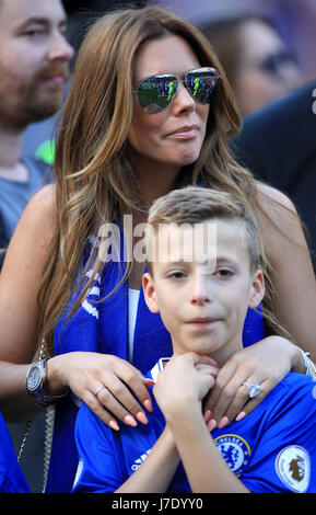 Toni Terry, the wife of Chelsea's John Terry with their son Georgie John Terry during the celebrations after the game Stock Photo
