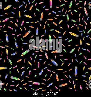 Colored Pencils Seamless Pattern Stock Vector
