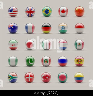 World Sphere Icon Flags on Studio shot Stock Photo