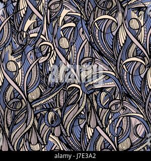 Hair doodle seamless background - endless pattern Stock Vector