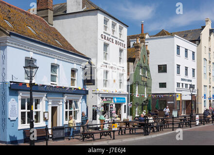 The Portsmouth Hoy and Poole Arms Pubs on seafront, Town Quay, Poole, Dorset, England, United Kingdom Stock Photo