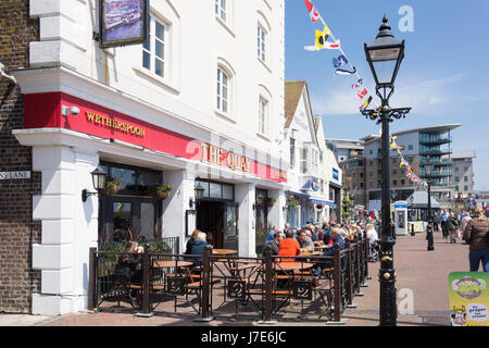 The Quay Wetherspoon Pub on seafront, Town Quay, Poole, Dorset, England, United Kingdom Stock Photo