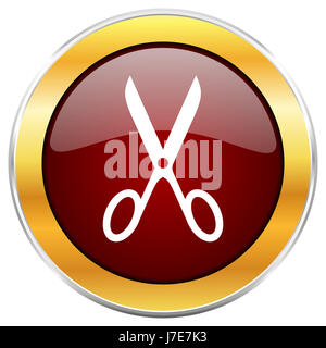 Scissors icon glossy red, isolated on white background Stock Photo - Alamy