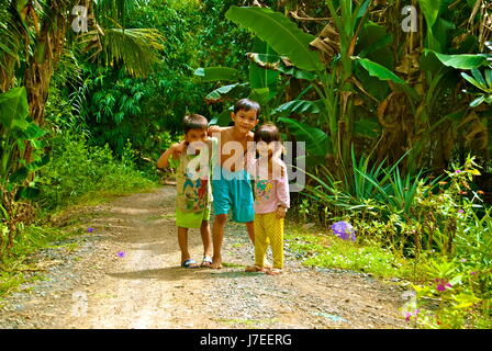 Happy kids, Mekong Delta, Vietnam Stock Photo