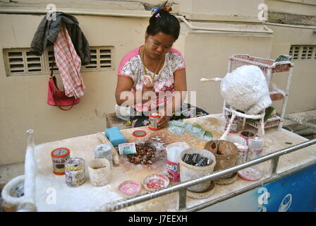 Betel nut vendor, Yangon, Myanmar Stock Photo